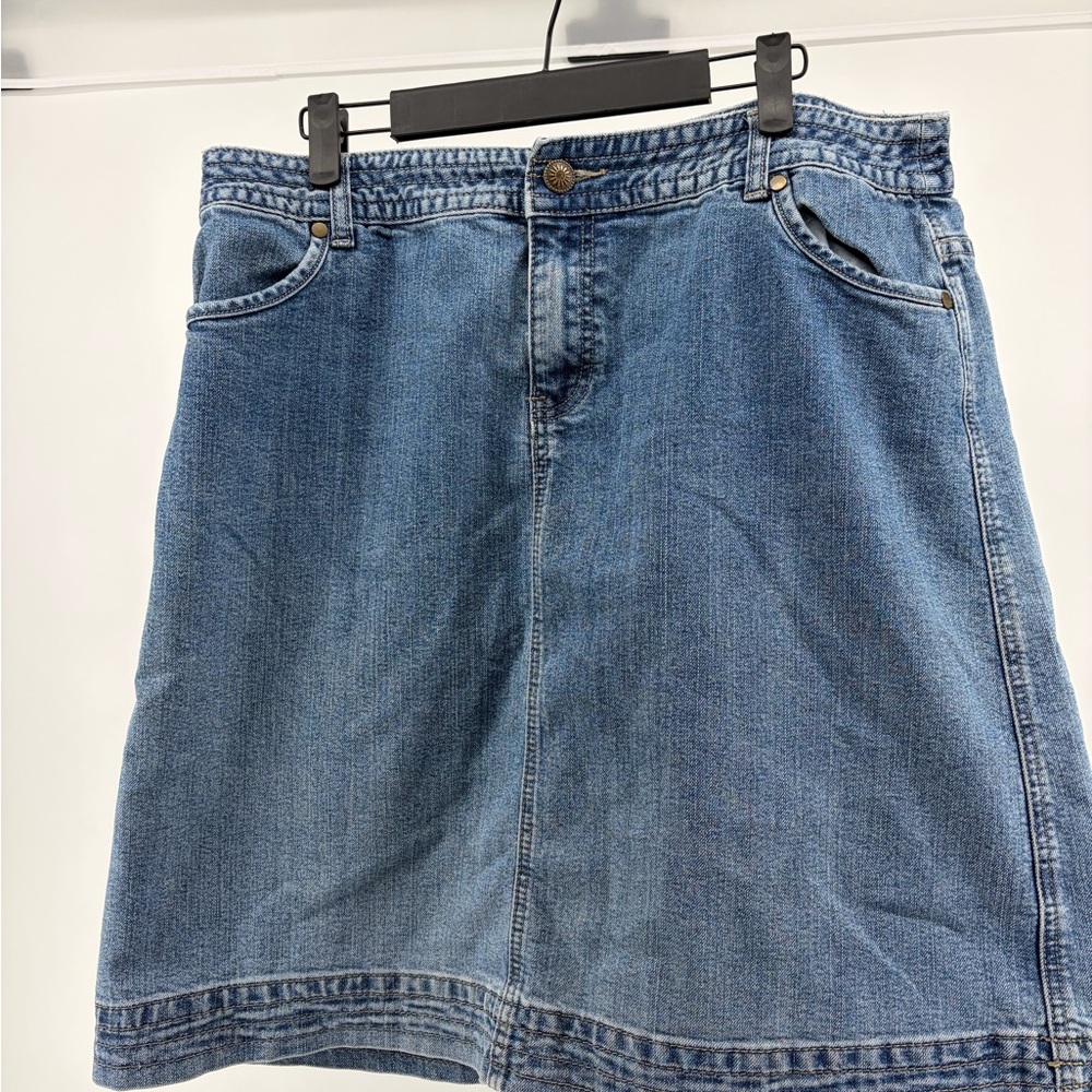 Christopher‎ & Banks Size 14 Above the Knee Jean Skirt, Cotton & Spandex